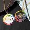 Adjustable Chain Color Wheel Necklace Unique Palette Pendant Fashion Rotating Round Pendant  Gift