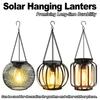 Solar Lantern Led Light Warm White Lamp Outdoor Sensor Garden Lights Waterproof Patio Yard Decoraiton Hanging For/outdoor Hollow