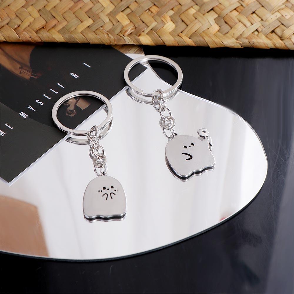 Matching Couple Keyring Pendants Lovers Keychain Jewelry Ghost Key Chains Friend Gifts