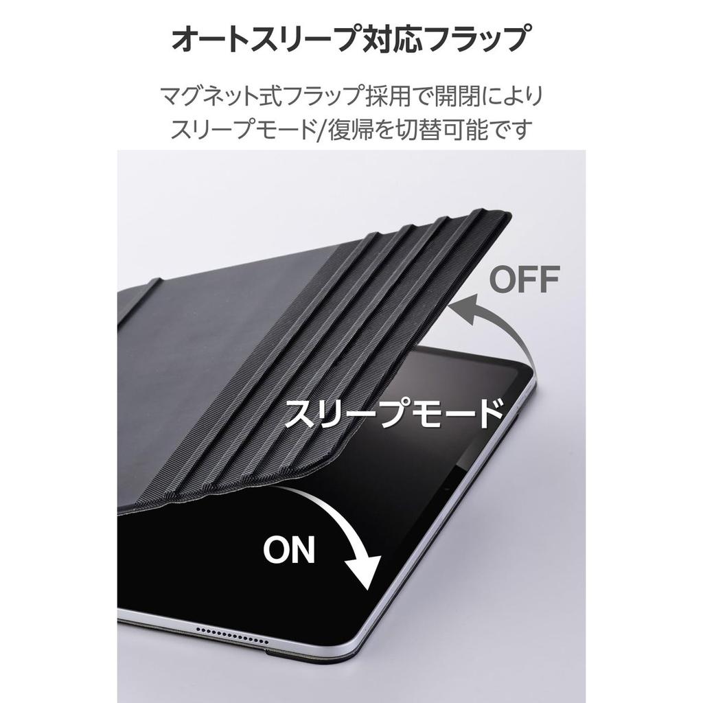 ELECOM Чехол-книжка Slim для iPad Pro 13 дюймов M4 из ПУ кожи, Smart Cover с 8-угловой магнитной подставкой, Автоматический сон/пробуждение, Держатель для Apple Pencil, Черный