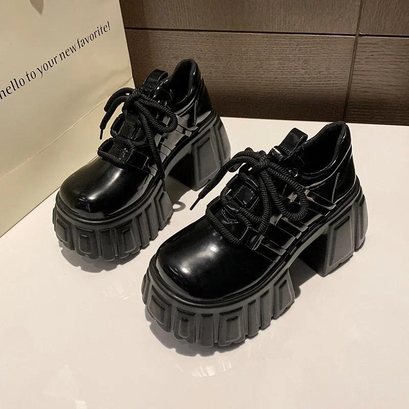 Модные НОВЫЕ Массивные Кроссовки 2024 Осень Повседневная Вулканизированная Обувь Женская Высокая Платформа Дышащая Искусственная Кожа 8СМ Женские Спортивные Кроссовки Папы