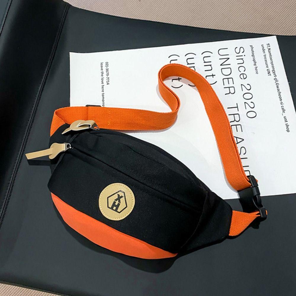 Solid Color Canvas Crossbody Bag Nylon Waist Bag Portable Canvas Chest Bag Streetwear