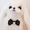 Faux Pearl Pet Collar Necklace with Bow for Dogs Cats Fancy Cat Wedding Collar Jewelry for Girl Cats Dogs Accessories