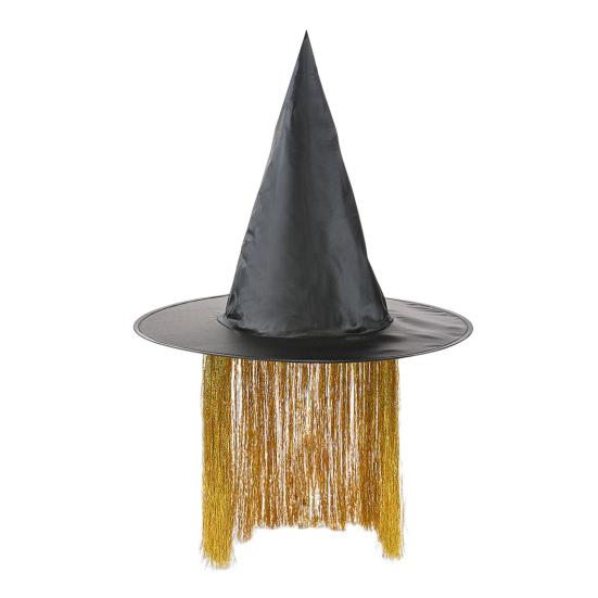 Женская шляпа ведьмы Темный загадочный стиль Шляпа ведьмы из ткани Оксфорд с кисточкой Декор Аксессуары для косплей-вечеринок