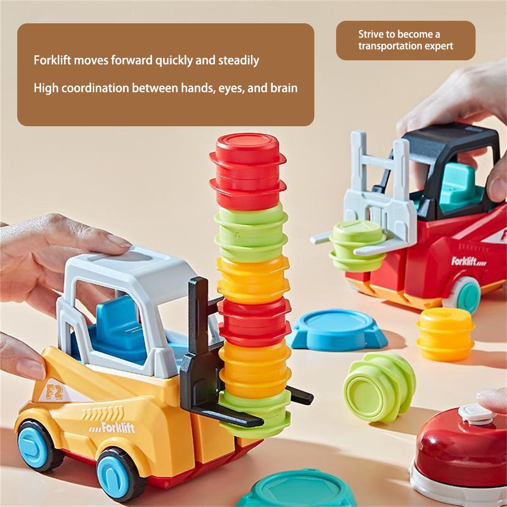 Многофункциональная инженерная машина Монтессори, игрушка для мальчика, ручной подъем, детская модель, сидящая на моделировании вилочного погрузчика