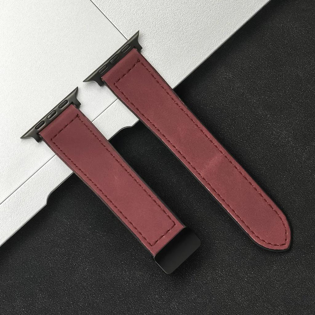 Силиконовый кожаный ремешок для Apple Watch Band 49/44/42/45/38/40/41 Аксессуары Браслет для iWatch Ultra Series 10 9 8 7 SE 6 5 4