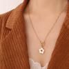 Wind Temperament Elegant Personality Cross Chain Ot Buckle Natural White Sea Shell Flower Pendant Necklace P132