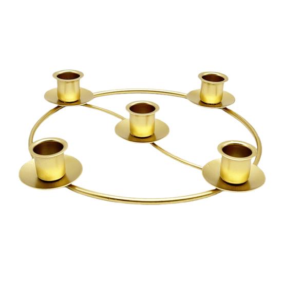 Advent Wreath Candle Holder Christmas Candle Ring Stand for 4/5 Taper Candles Gold Metal Advent Wreath Ring for Christmas Holiday Home Party Church