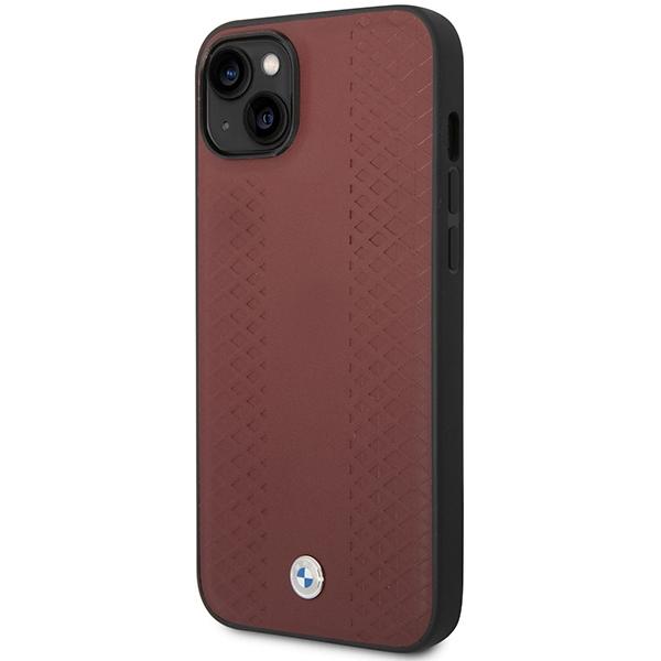 Etui do iPhone 14 BMW Leather Diamond Pattern burgundowy