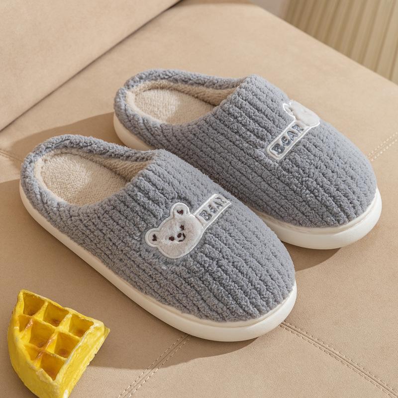 Парные тапочки для зимнего домашнего и внутреннего использования, нескользящие, утолщенные, теплые, милые плюшевые хлопковые тапочки для женщин