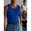Летняя вязаная майка-борцовка в вертикальную полоску для фитнеса, спорта, отдыха, облегающая, без рукавов, с широкими плечами для мужчин