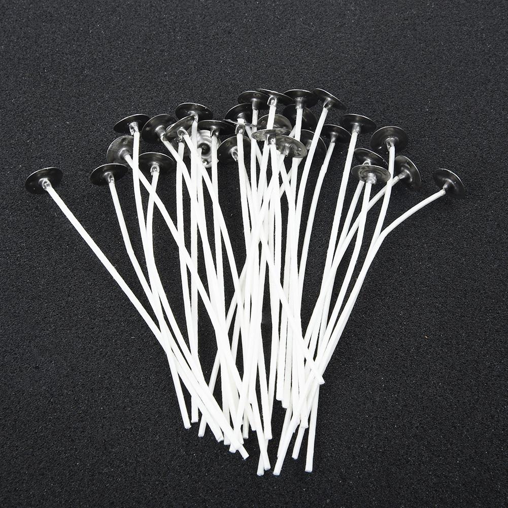 New 4 Inch White Candle Wicks Cotton Core For DIY Candle Making Low Smoke 30pcs