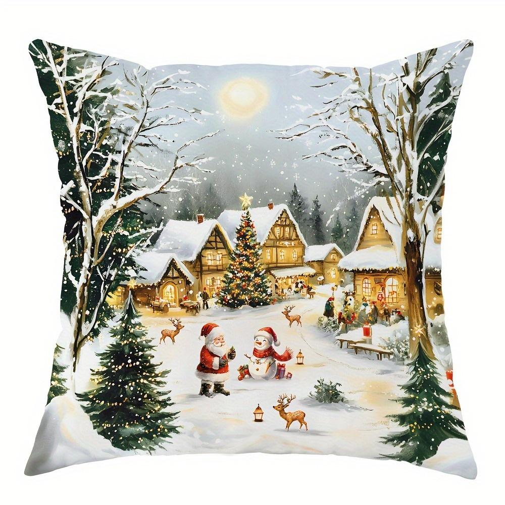 Festive Christmas Scene Pillowcases: Winter Wonderland Designs for Cozy Holidays Sofas, Bedroom Pillow Covers, Holiday Gifts