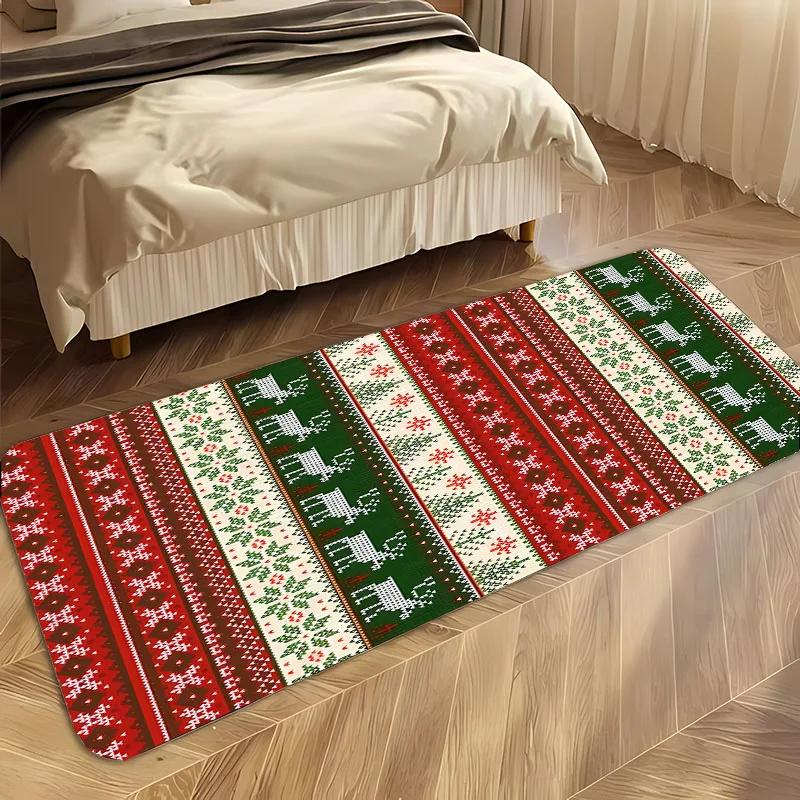 Christmas Theme Soft Carpet, Living Room Bedroom Home Decor Carpet Garden Lawn Carpet Kitchen Kids Bedroom Mat New Year Present