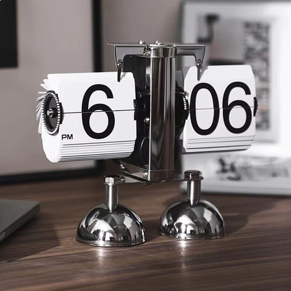 Mechanical Vintage Metal Clock Nordic Style Page Turning Clock Automatic Flip Clock Desktop
