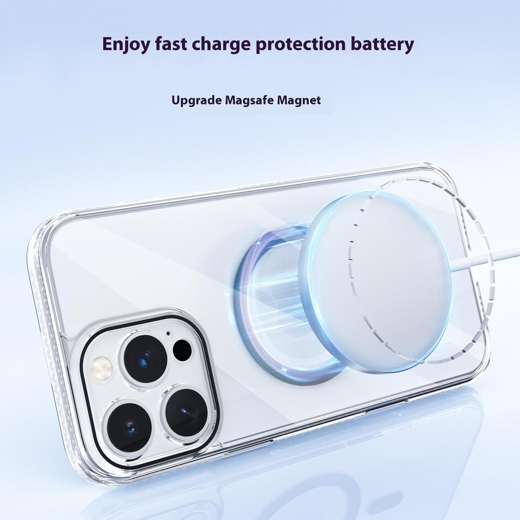 Для iPhone 16 Pro Max Чехол Кристально Прозрачный ТПУ+ПК Защитный Чехол Совместимый с MagSafe