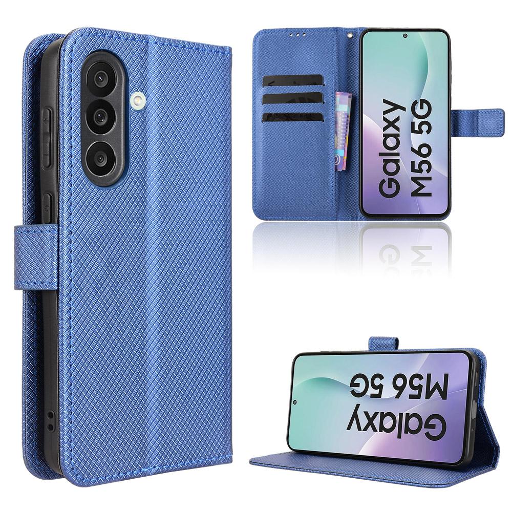 For Samsung Galaxy M56 5G Leather Wallet Case with Strap Diamond Texture Phone Cover
