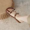 French Retro Toe Slippers Women's Summer Wear Flat One-word Open-toe Cool Slippers Thick-soled Beach Roman Sandals