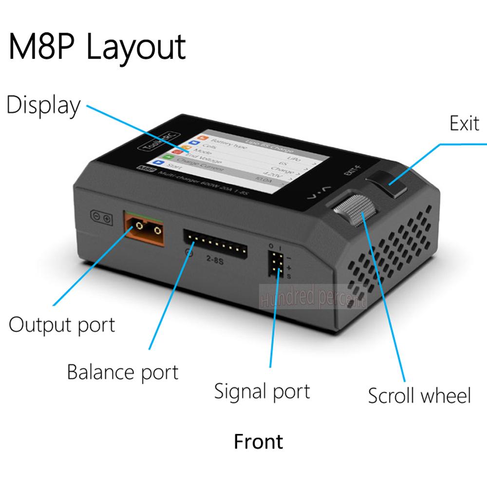 ToolkitRC M8P Charger with an Increase In Accuracy Power of 600W 20A 5V 1-8S Multifunctional Signal Testing M8S Upgraded