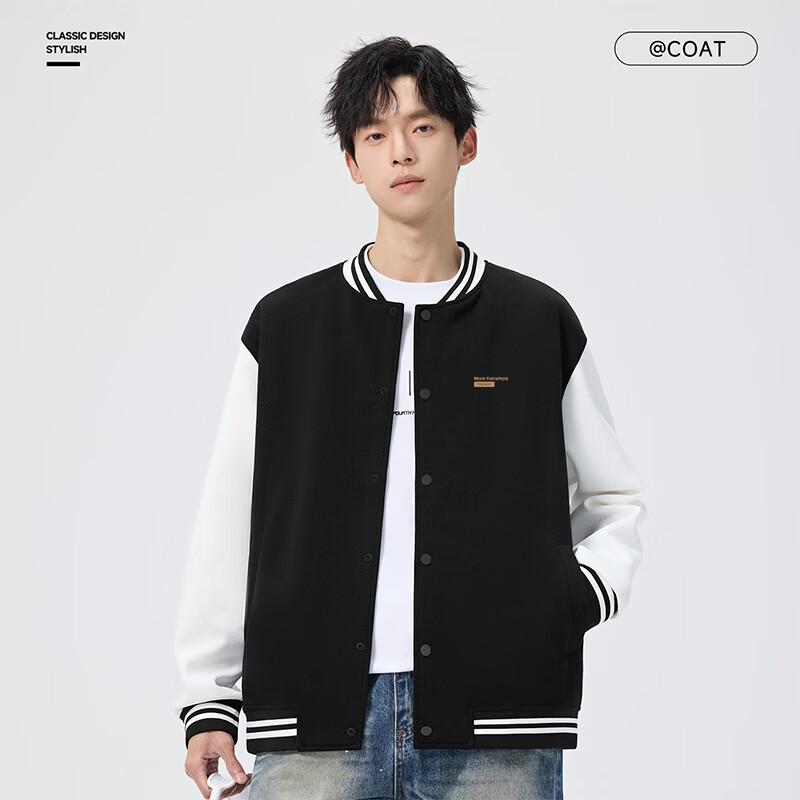 Mark Fairwhale Men's Loose Fit Color Block Baseball Jacket