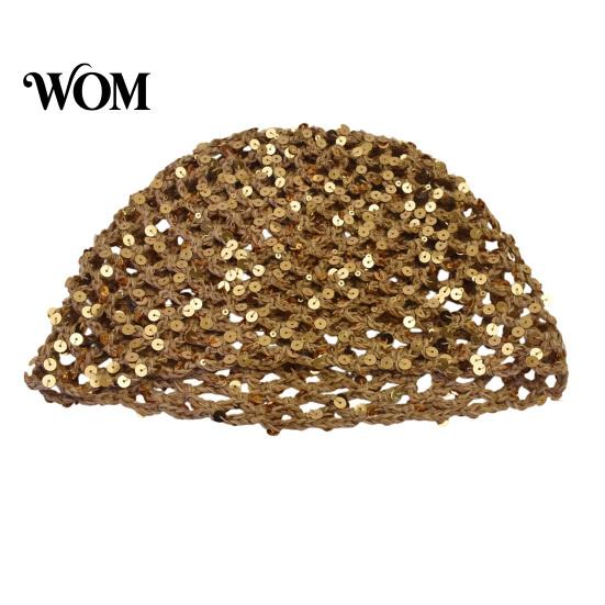 Lightweight Breathable Headwear Fishnet Hat for Women, Mesh Knitting with Hollow Sequin Design, Elastic Fit Hand-Woven Daily Wear