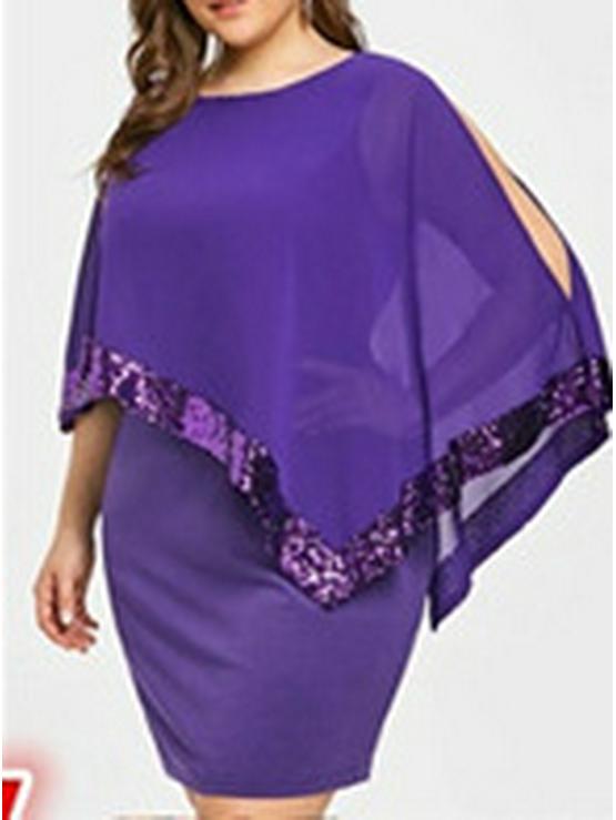 2024 Irregular Sequin Patchwork Plus Size Women's Dress - 8 Colors & Sizes Available