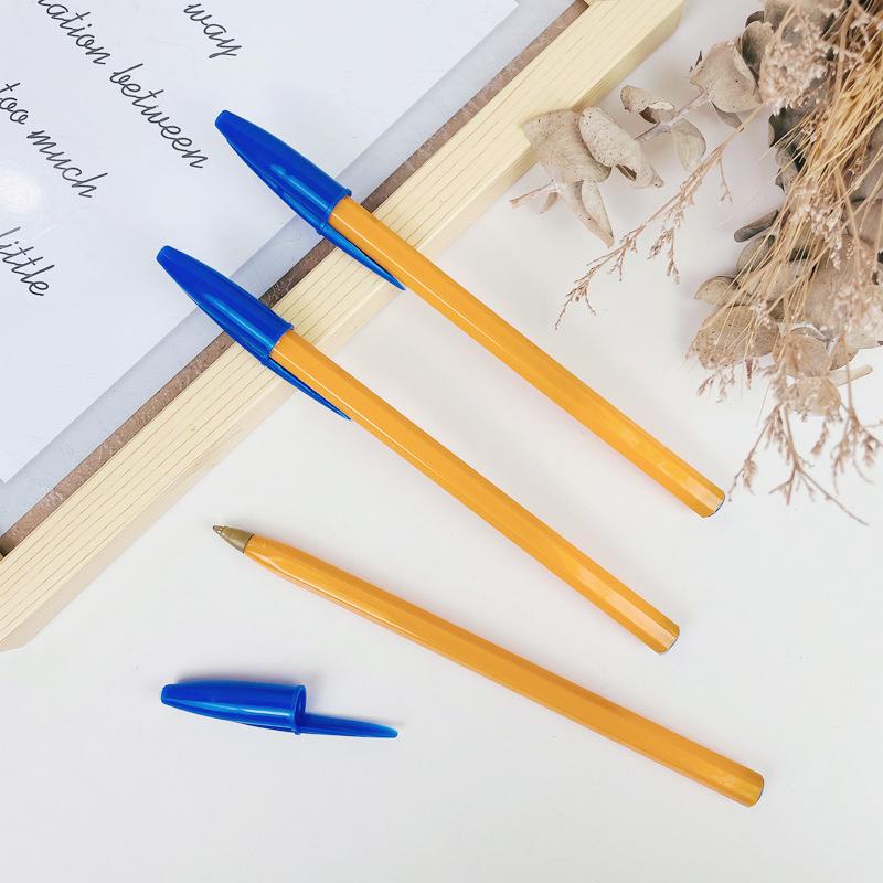 KZ-57 Yellow Barrel Ballpoint Pen, 1.0mm Bullet Tip with Blue Oil-Based Ink