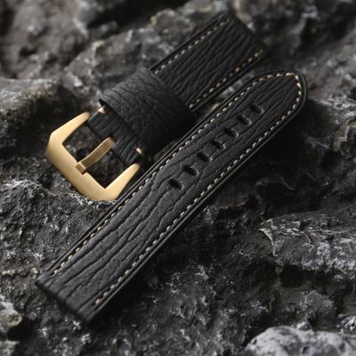 Классический ремешок для часов из натуральной кожи Sharkskin 20 22 24MM, бронзовая пряжка для часовых аксессуаров, высококачественный браслет из натуральной кожи, чистая бронза