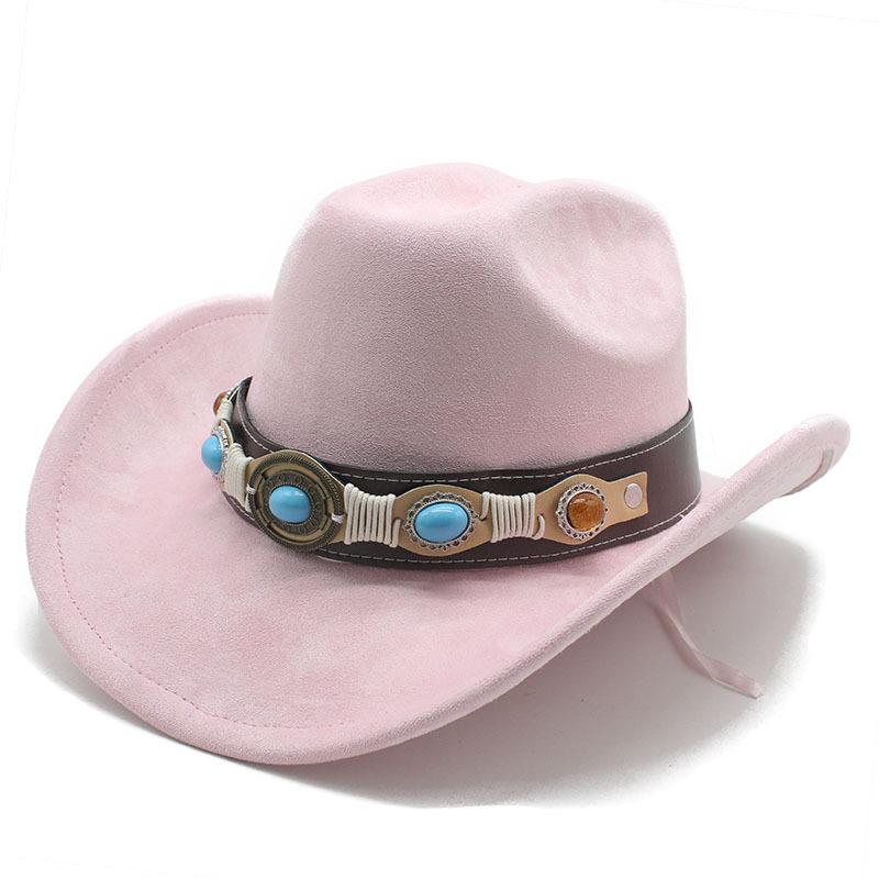 Фетровая шляпа ковбоя в стиле вестерн, тибетский цилиндр, бирюзовые аксессуары, джазовая шляпа, замшевая шляпа