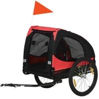 PawHut Dog Trailer, Folding Bike Trailer for Dogs, Water Resistant, Oxford Fabric, Metal, 140 x 71 x 83 cm, Red