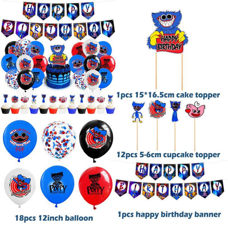 Украшения для дня рождения Poppy Playtime Huggy Wuggy Премиум набор воздушных шаров и топперов для торта