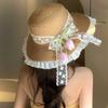 Кружевная шляпа от солнца в корейском стиле, шляпа-тюльпан с широкими полями и бантом, простая плетеная шляпа из соломы, для пляжа