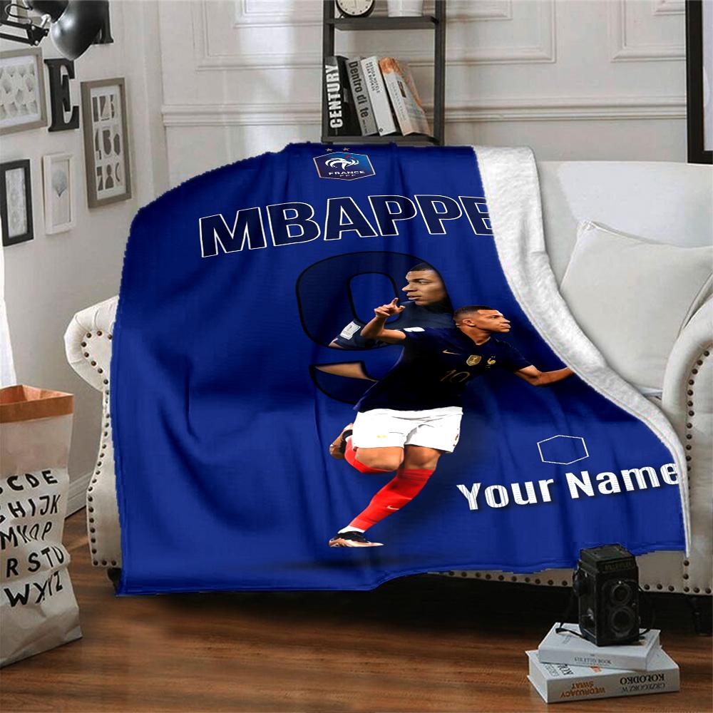 Mbappé Personalized Name Blanket Gift Personalized Blanket Warmthful Decor for Livingroom Sofa Office Chair Picnics All-Season Use