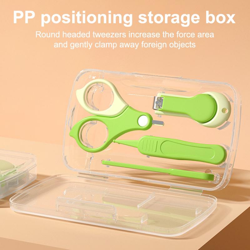 4 шт. Новорожденные детские ножницы для ногтей Инструмент для ухода за детскими ногтями Безопасный для детей Портативные кусачки Триммер Пинцет С коробкой Детский маникюрный набор