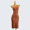 Spring and Autumn Halterneck Sleeveless Slim Fit Slit Pure Color Knitting Sheath Dress Inner Wear Women's Plaid Stretch Pullover