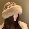 1PC Thickened Ear Flap Trapper Hat Warm Face Slimming Faux Mink Hat Winter Faux Fur Leopard Print Hat Leopard Print Mink Fur Hat