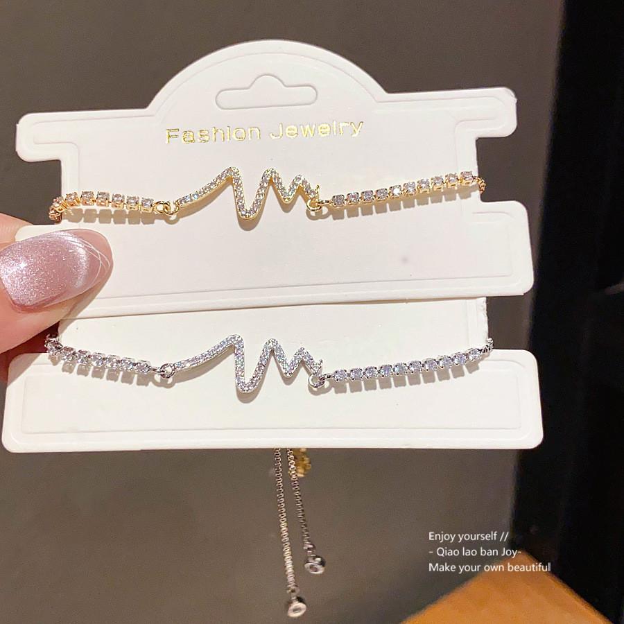 Браслет-подвеска в форме сердца из циркона со сверкающими камнями для женского модного аксессуара