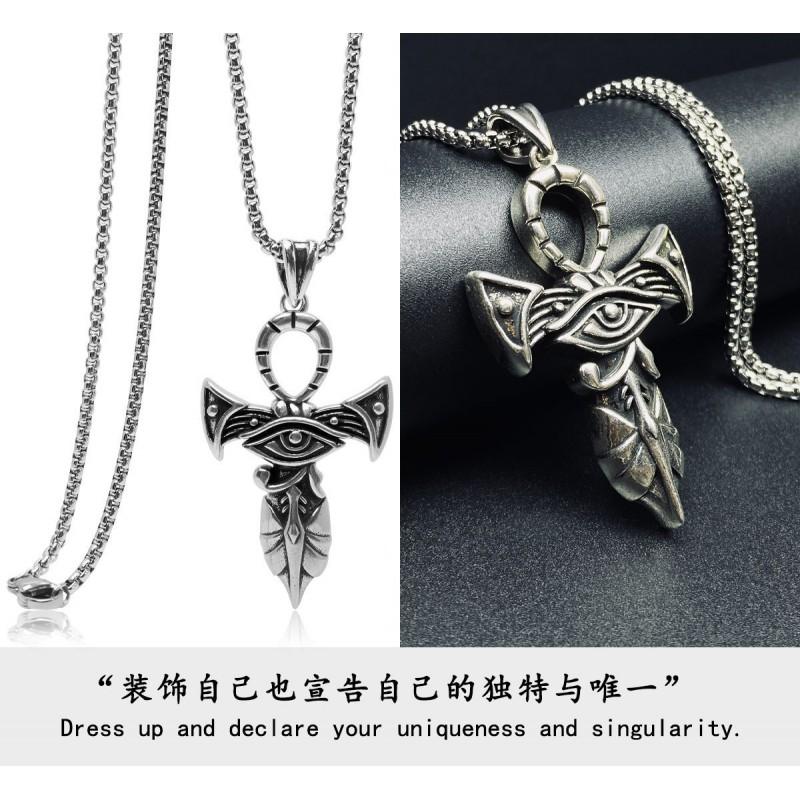 Vintage Punk Cross Necklace Men Women Electroplated Black Copper Pendant Chain Jewelry