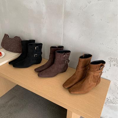 2025 новые осенние замшевые женские ботинки Мартин с квадратным носком, на коротком толстом каблуке, с тонким голенищем, до щиколотки, модные, с задней молнией, Челси