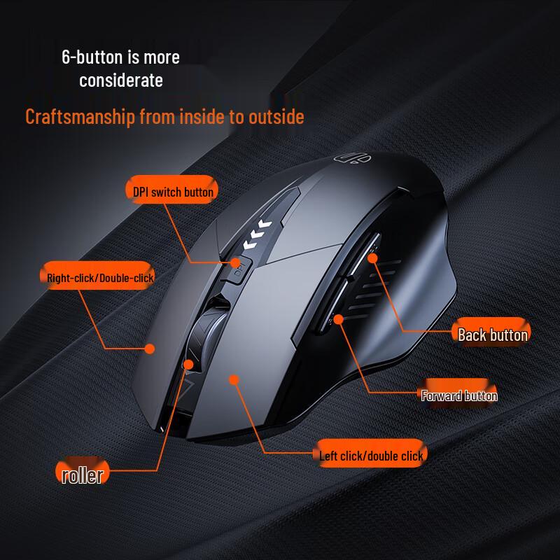 INPHIC A1V2 Wireless Bluetooth Tri-Mode Rechargeable Silent Mouse