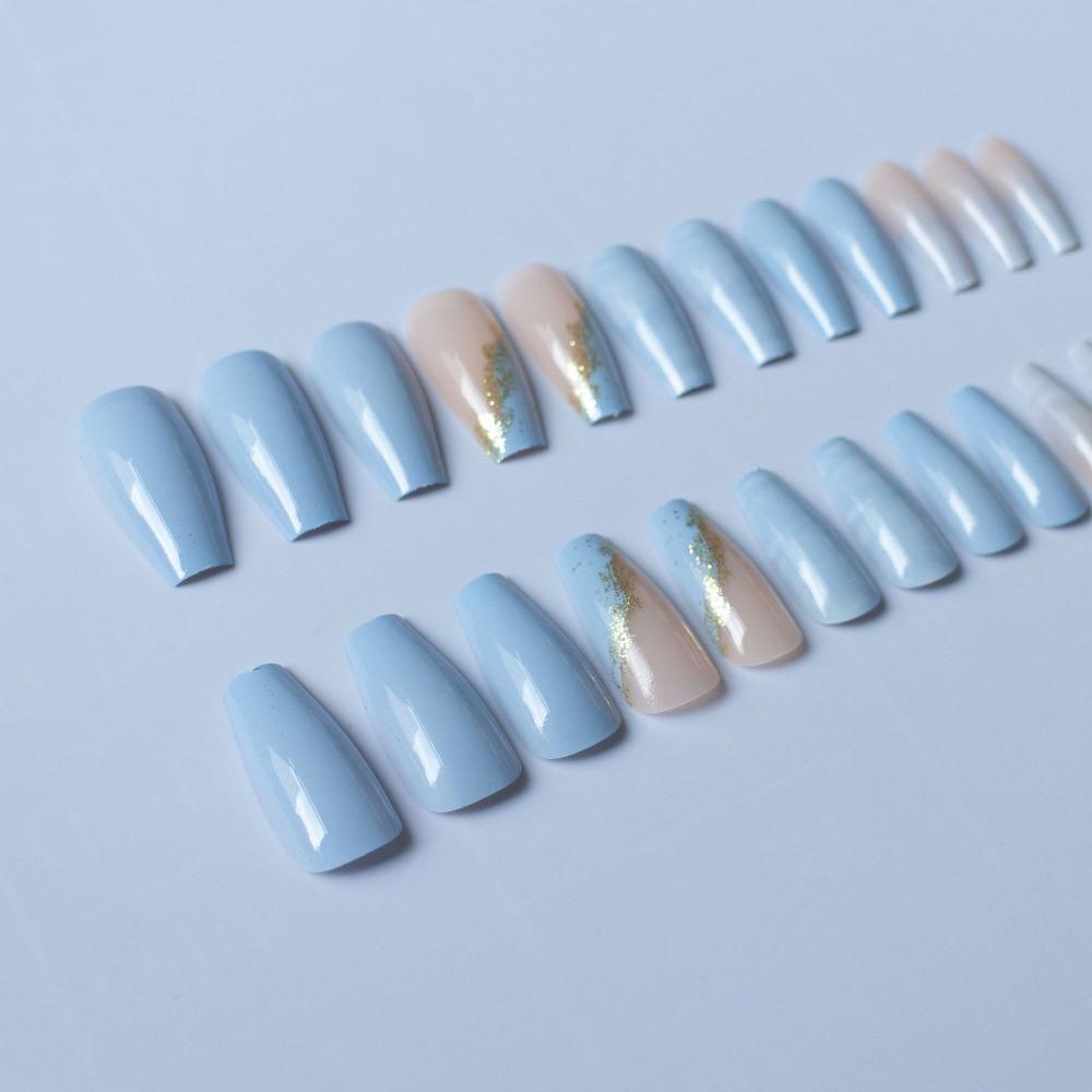 Носимые маникюрные накладные ногти для балерины с полным покрытием, съемные накладные ногти для женщин