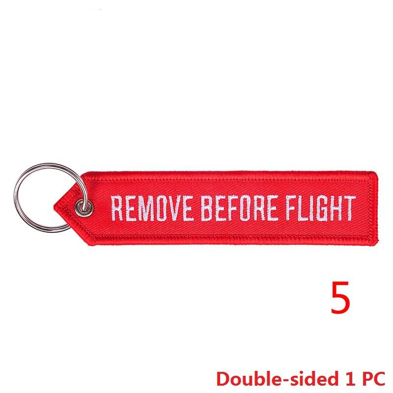 Remove Before Flight Red Car Keychain for Motorcycles Customized Key Chains Embroidery Key Fob Aviation Gifts