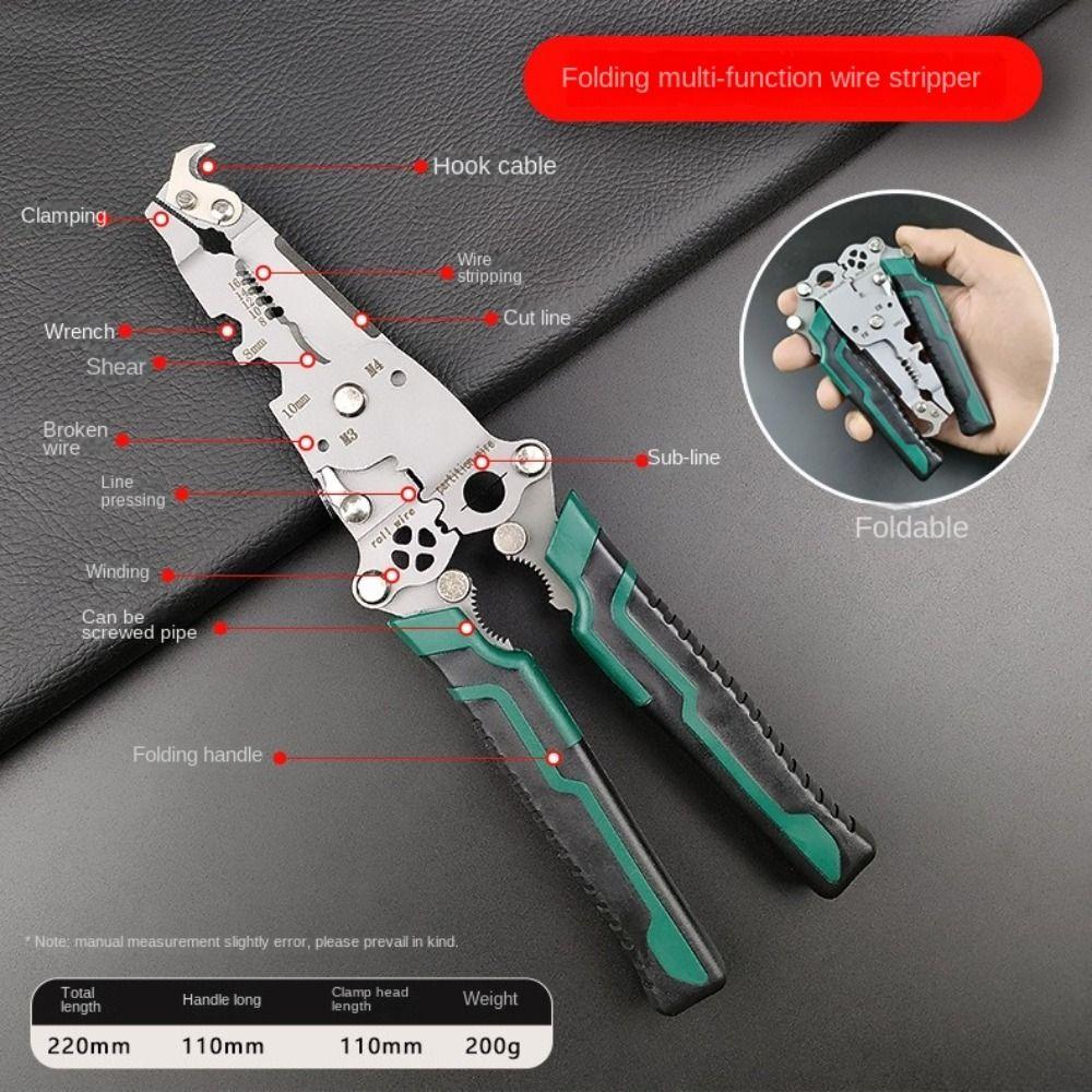 Эффективный инструмент для обжима проводов Износостойкий инструмент для зачистки кабеля Складные клещи для зачистки проводов Электрик