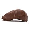 Autumn Winter Leather Warm Forward Hat Men's Vintage Paintsman Hat Beret Cap