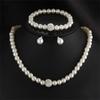 Fashion Rhinestone Pearl Necklace Earrings Bracelet Aset Trendy Party Jewelry Gift