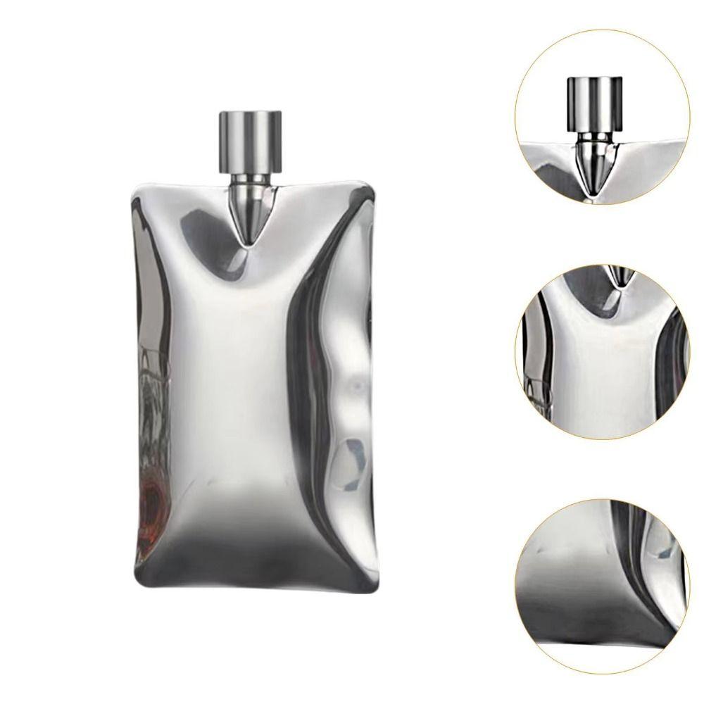 Wavy Wine Pot Stainless Steel Vodka Flask Minimalist Liquor Bottle  Outdoor Use