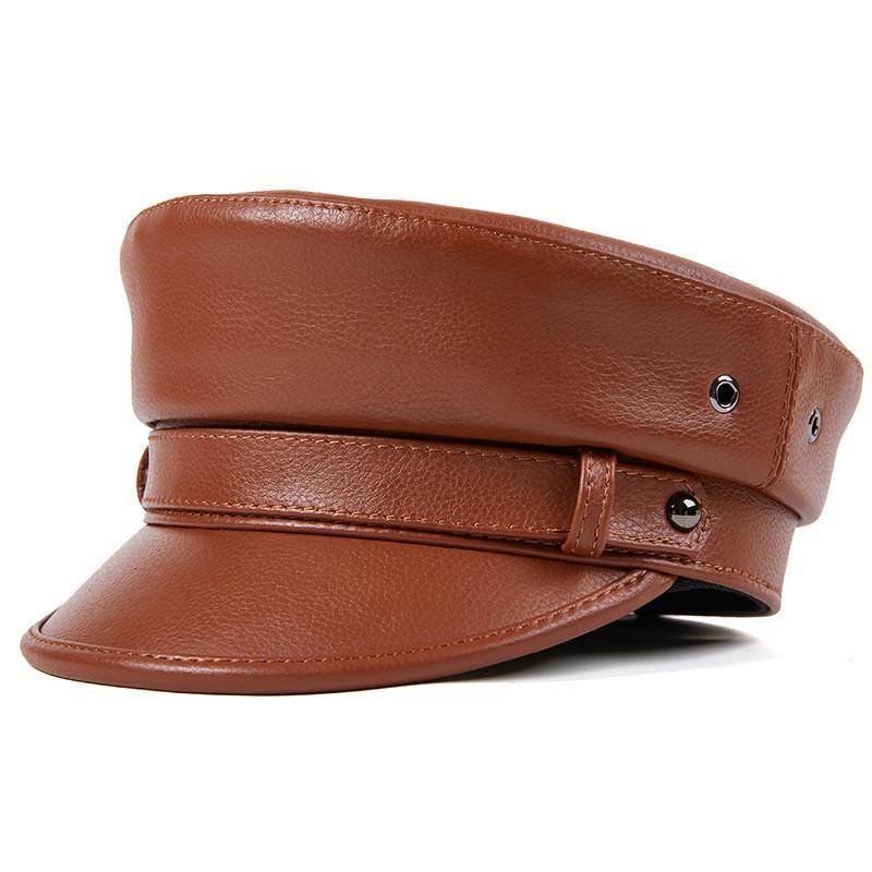 EFei зимняя мужская шляпа из натуральной кожи, мужская кепка в стиле ретро с плоским верхом, локомотив, военные кепки