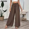 JKASHDK Women's Fashion Casual Solid Color Print High Waist Trousers Pants & Capris