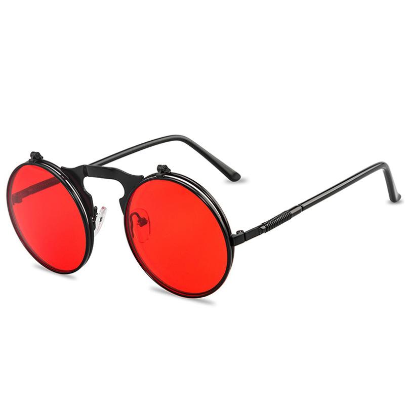 Новые винтажные солнцезащитные очки в стиле стимпанк, круглые солнцезащитные очки в стиле стим-панк, металлические женские солнцезащитные очки с покрытием, мужские солнцезащитные очки в стиле ретро, ​​круглые солнцезащитные очки с клапаном