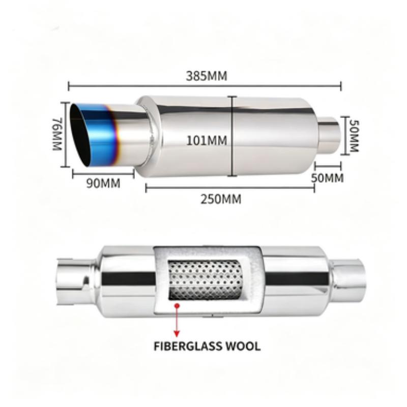 Universal Stainless Steel Exhaust Pipe Muffler 4-inch Inlet